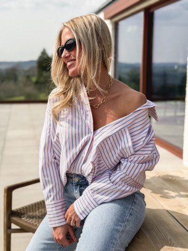 Chemise lignée Carmina - Rose