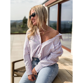 Chemise lignée Carmina - Rose