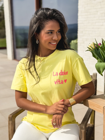 T-shirt "La dolce vita" - Jaune