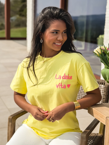 T-shirt "La dolce vita" - Jaune