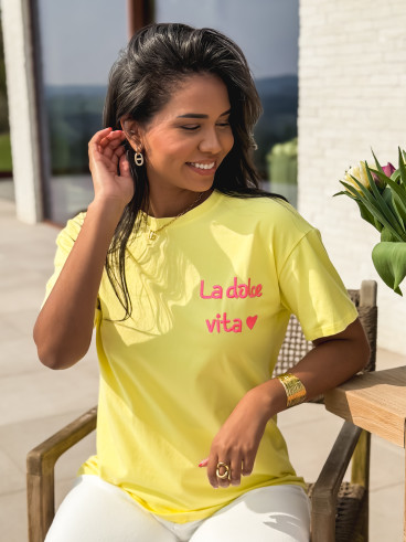T-shirt "La dolce vita" - Jaune