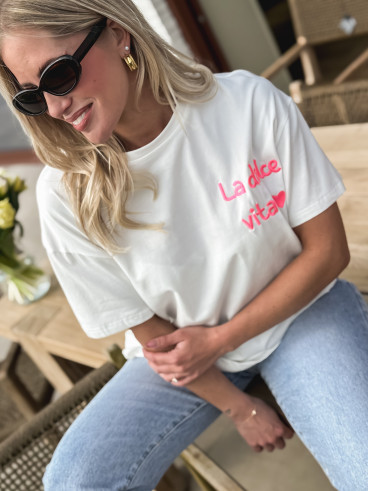T-shirt "La dolce vita" - Blanc