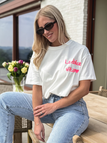 T-shirt "La dolce vita" - Blanc