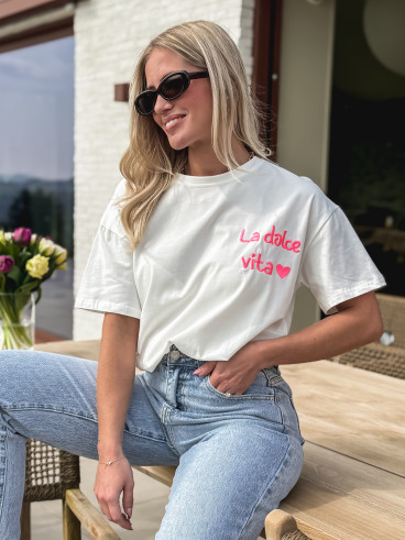 T-shirt "La dolce vita" - Blanc