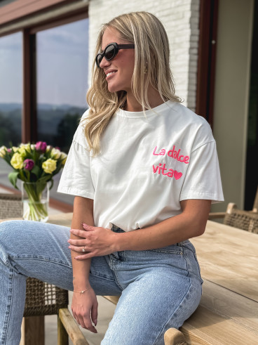 T-shirt "La dolce vita" - Blanc