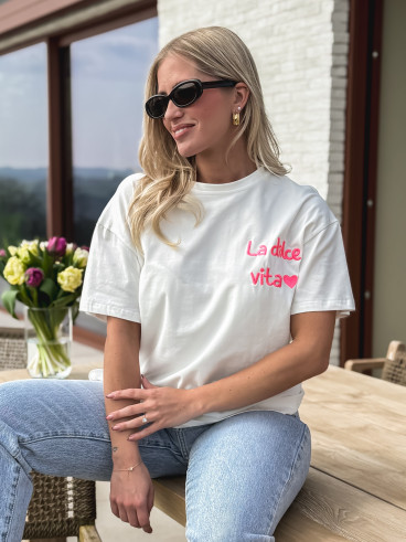 T-shirt "La dolce vita" - Blanc