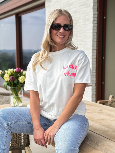 T-shirt "La dolce vita" - Blanc