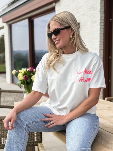 T-shirt "La dolce vita" - Blanc