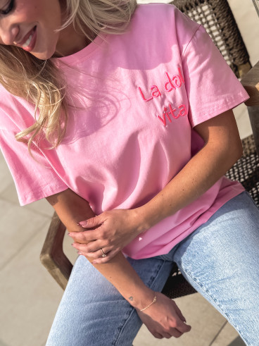 T-shirt "La dolce vita" - Rose