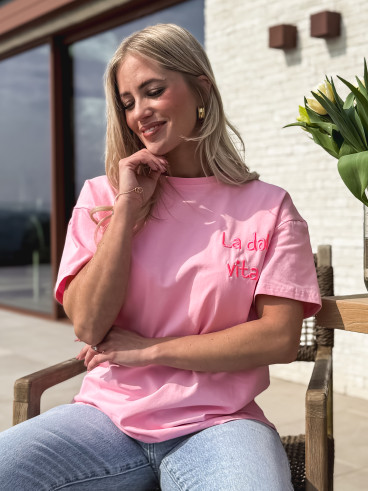 T-shirt "La dolce vita" - Rose