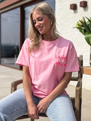 T-shirt "La dolce vita" - Rose