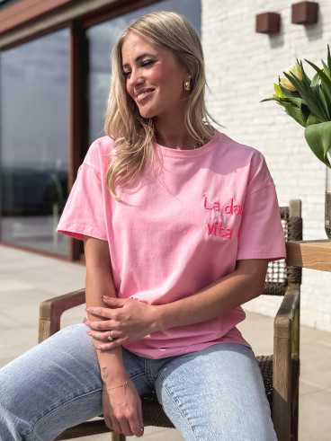 T-shirt "La dolce vita" - Rose