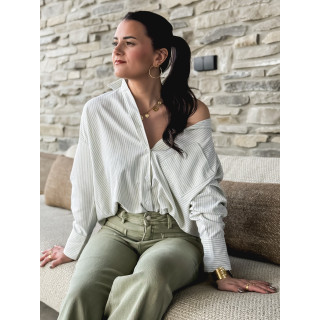 Chemise lignée Sandrine - Vert clair