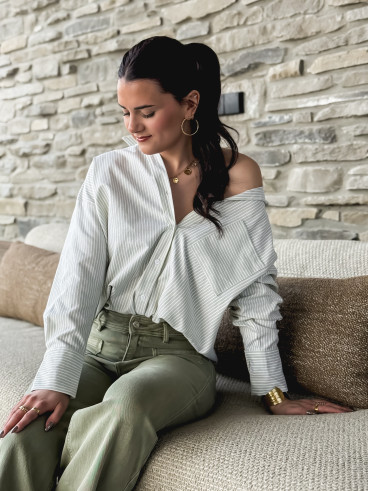 Chemise lignée Sandrine - Vert clair