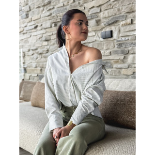 Chemise lignée Sandrine - Vert clair