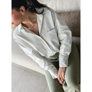 Chemise lignée Sandrine - Vert clair