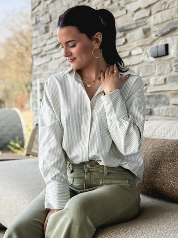 Chemise lignée Sandrine - Vert clair