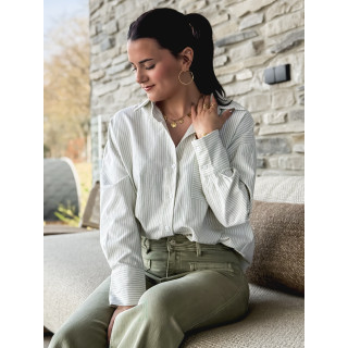 Chemise lignée Sandrine - Vert clair