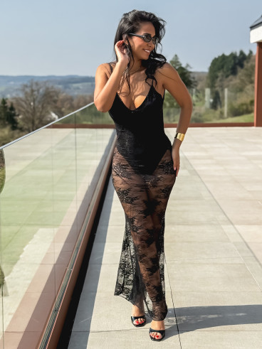 Robe longue en dentelle Luccia - Noir Robe longue en dentelle Luccia - Noir
