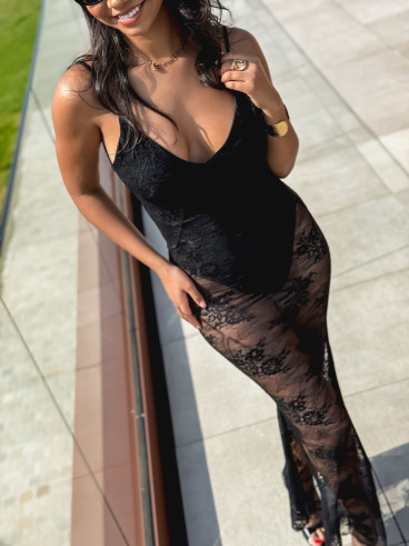 Robe longue en dentelle Luccia - Noir Robe longue en dentelle Luccia - Noir