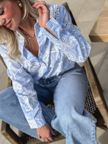 Chemise lignée Noélia - Bleu