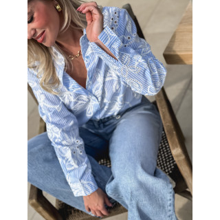 Chemise lignée Noélia - Bleu