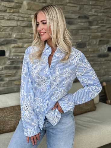 Chemise lignée Noélia - Bleu