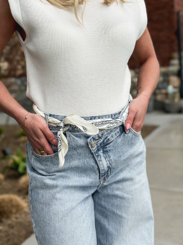 Foulard Onélia - Ecru/Bleu