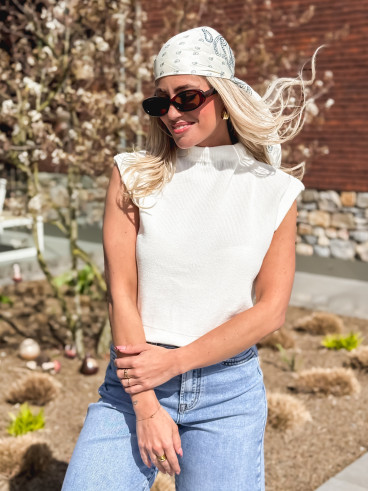 Foulard Onélia - Ecru/Bleu