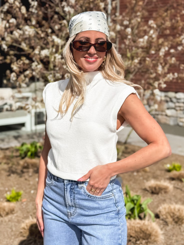 Foulard Onélia - Ecru/Bleu