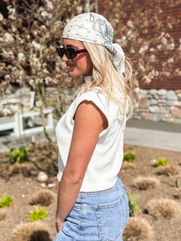 Foulard Onélia - Ecru/Bleu