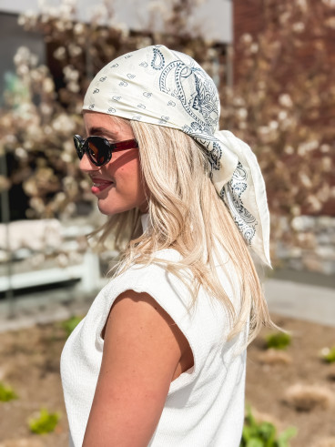 Foulard Onélia - Ecru/Bleu