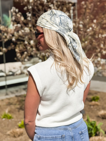 Foulard Onélia - Ecru/Bleu