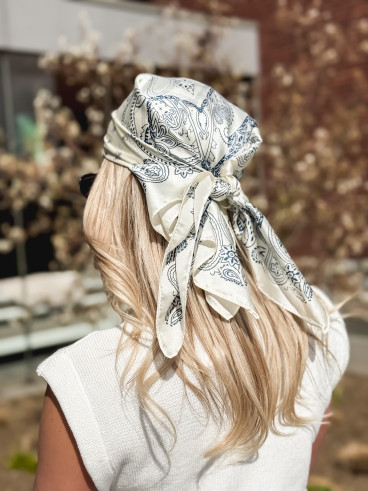 Foulard Onélia - Ecru/Bleu