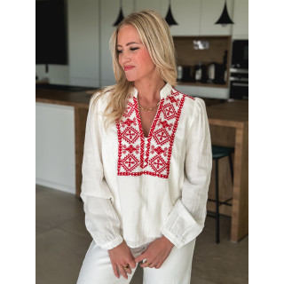Blouse Novalie - Blanc/Rouge