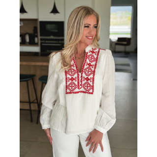 Blouse Novalie - Blanc/Rouge