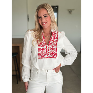 Blouse Novalie - Blanc/Rouge