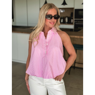 Blouse lignée Sélénéa - Rose/Blanc