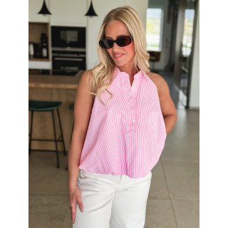 Blouse lignée Sélénéa - Rose/Blanc