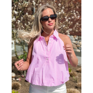 Blouse lignée Sélénéa - Rose/Blanc