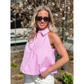 Blouse lignée Sélénéa - Rose/Blanc