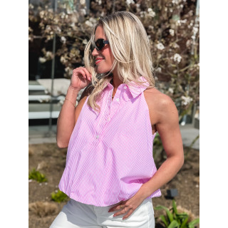 Blouse lignée Sélénéa - Rose/Blanc