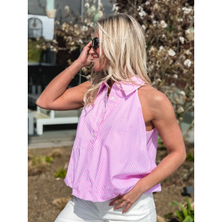 Blouse lignée Sélénéa - Rose/Blanc