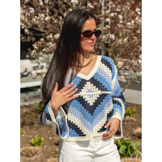Blouse en crochet Freya - Bleu