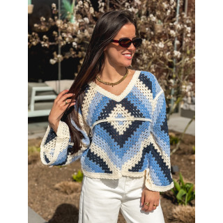 Blouse en crochet Freya - Bleu