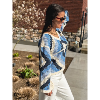 Blouse en crochet Freya - Bleu