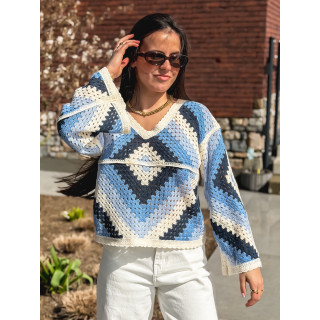Blouse en crochet Freya - Bleu