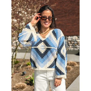 Blouse en crochet Freya - Bleu