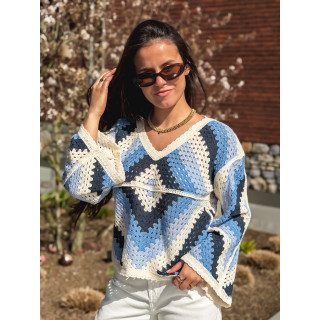 Blouse en crochet Freya - Bleu