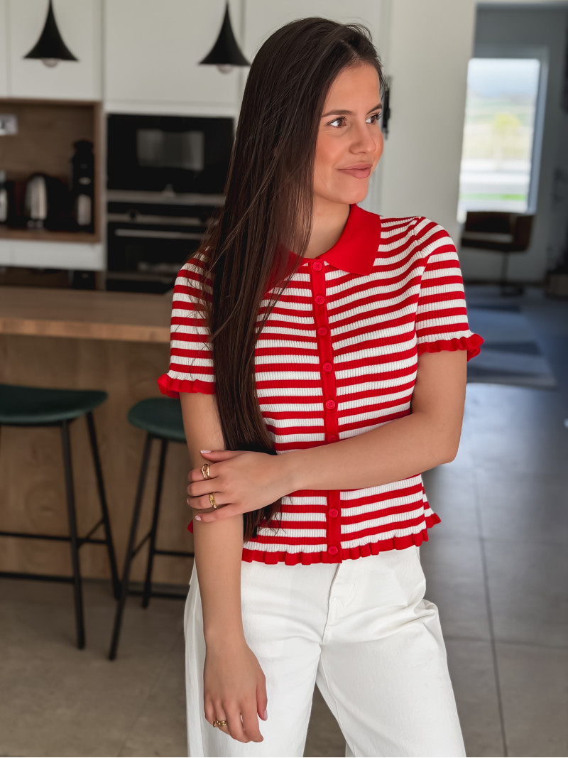 Blouse lignée Ivy - Rouge